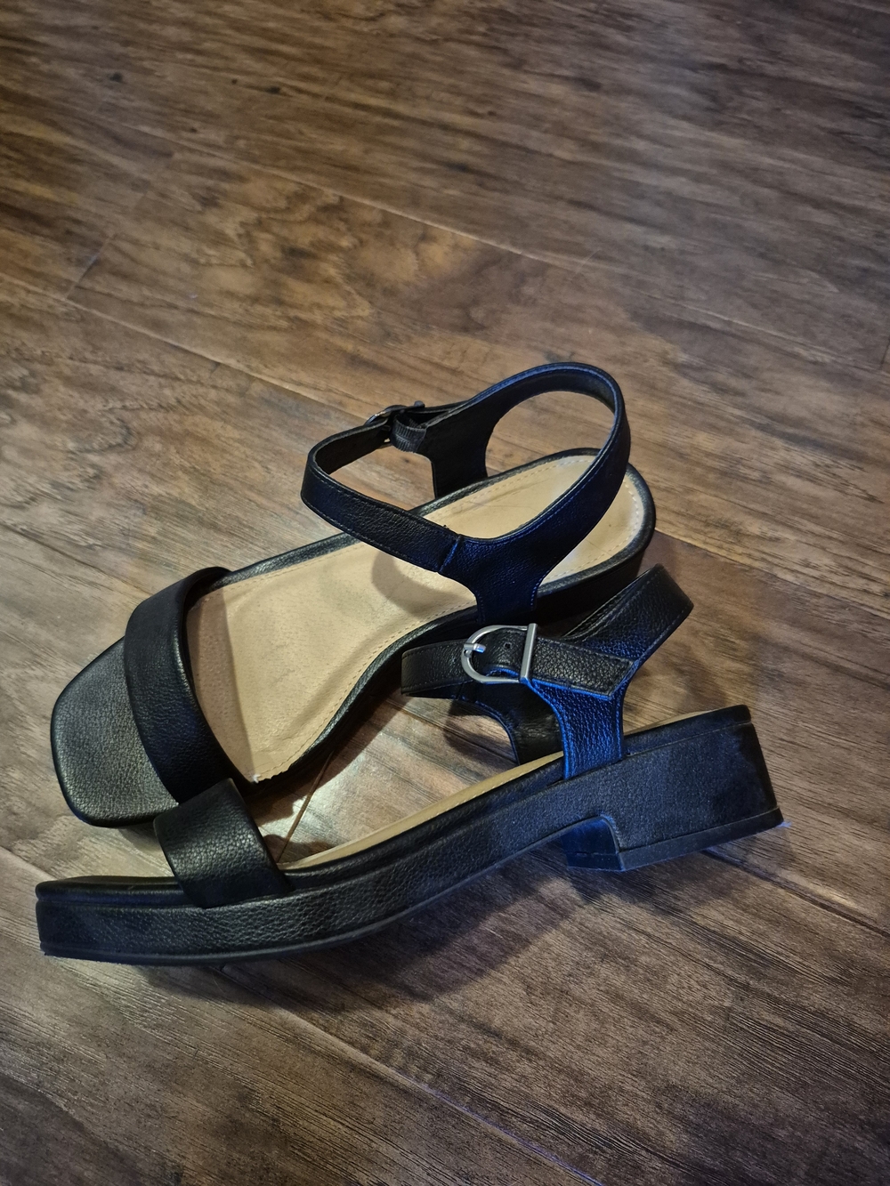Sonoma Black Square-Toe Ankle Strap Heels - Picture 2 of 2